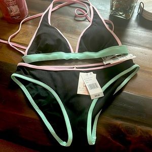 Jessica Simpson size small bikini! Color block neon accent NEW